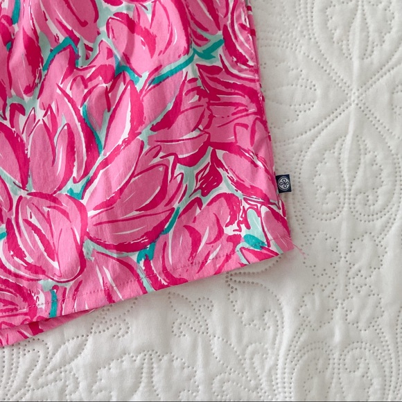 Lauren James Pink Floral Tulip Swim Pocket Water Nylon Athletic Gym Shorts Large - Picture 4 of 7